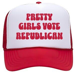 Pretty Girls Vote Republican Foam Vintage Trucker Mesh Snapback Cap Hat Red